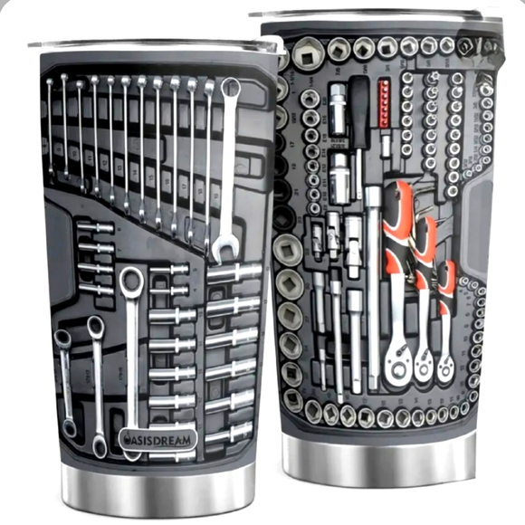 Men's Stainless Steel Mechanic Style Tumbler - Picture 3 of 6